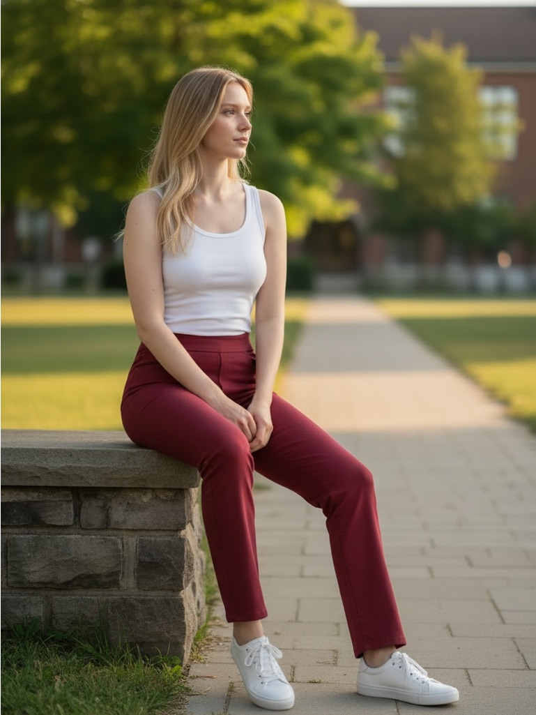 Theory Women's Straight Leg Pants In Rich Burgundy